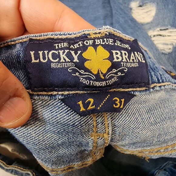 Lucky Brand Women's 12 Distressed Sienna Slim Bootcut Mid-rise Denim Blue Jeans - Picture 10 of 11